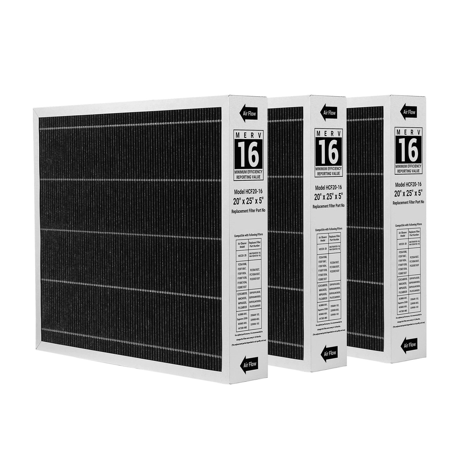 X6675 20x25x5 Merv 16 Replacement Air Filter  For Lennox & Honeywell Pleated HVAC AC Furnace Air Filters (3 pack)