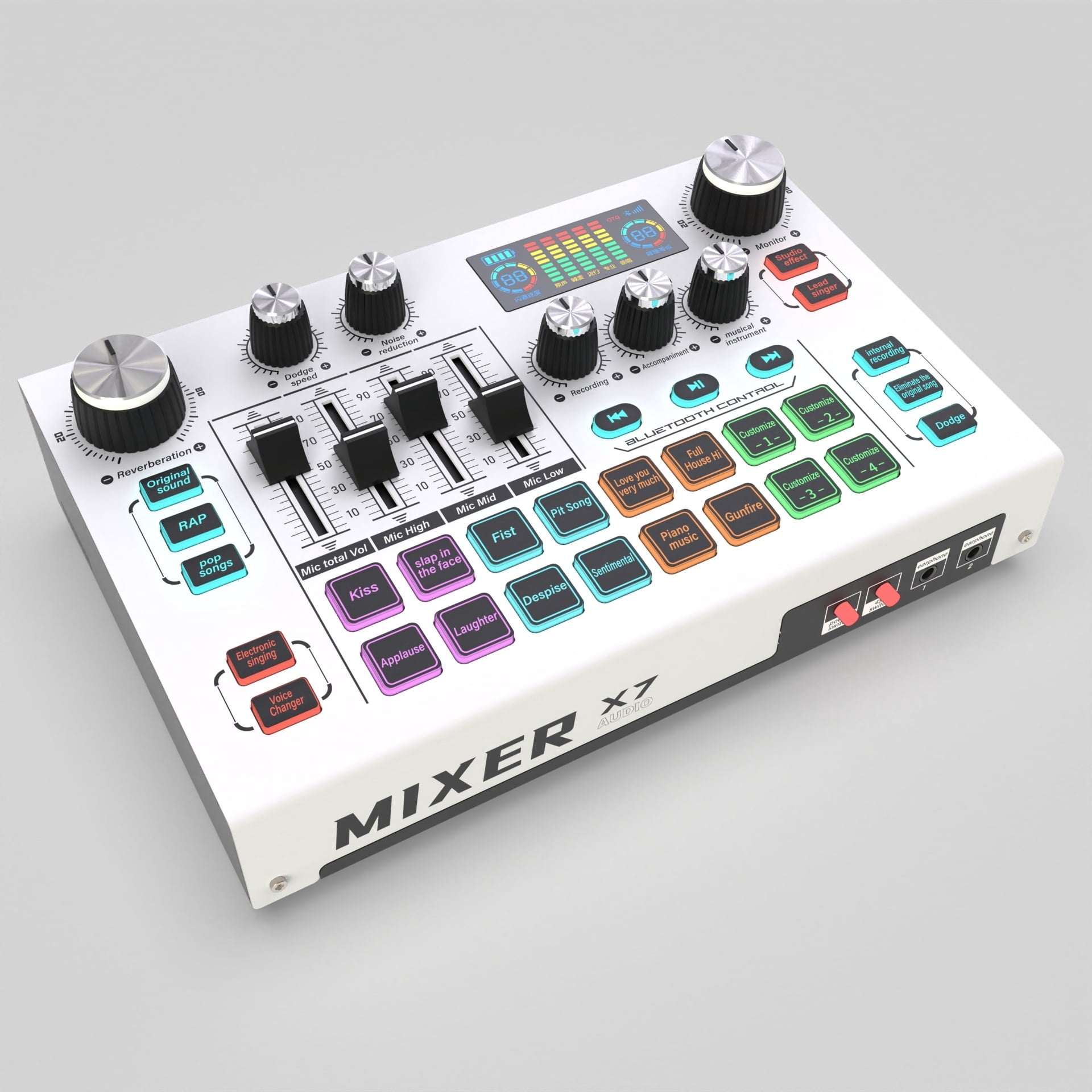 X7 Voice Changer Microphone Sound Card DJ Mixer Effects