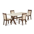 thumbnail image 1 of X727MZN32-5 Dining Table and 4 Light Beige Chairs - Distressed Jacobean Finish, 1 of 2