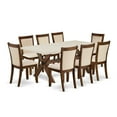 thumbnail image 1 of X727MZN32-9 Dining Table and 8 Light Beige Chairs - Distressed Jacobean Finish, 1 of 2