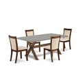 thumbnail image 1 of East West Furniture 5-Pc Dinner Table Set Consists of a Wood Dining Table and 4 Light Beige Linen Fabric Upholstered Dining Chairs with Stylish Back - Distressed Jacobean Finish, 1 of 2