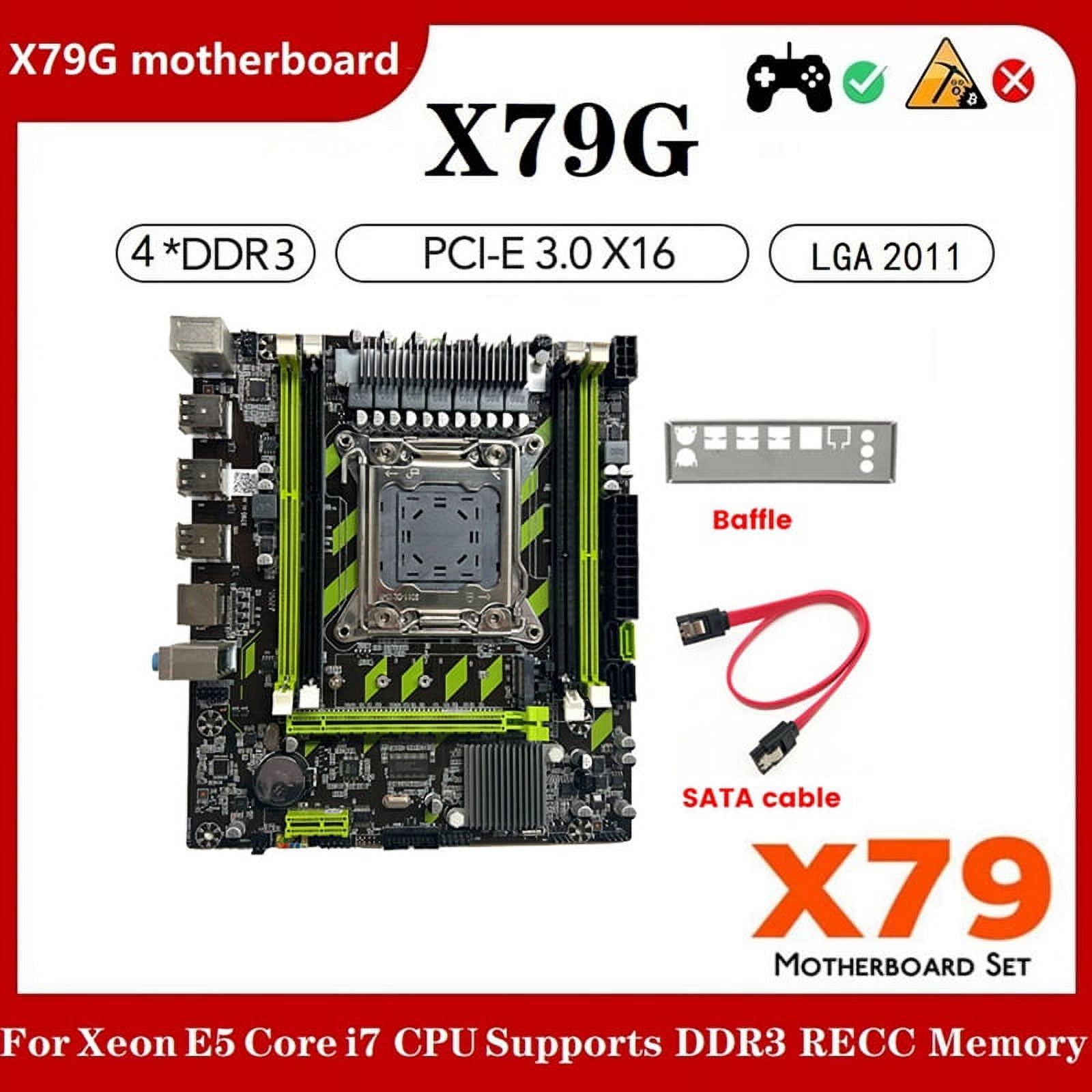 X79G Motherboard+ Cable+Bezel LGA2011 4XDDR3 RECC Slot M.2 NVME PCI-E X16 6XUSB2.0 SATA3.0 Server Game Motherboard