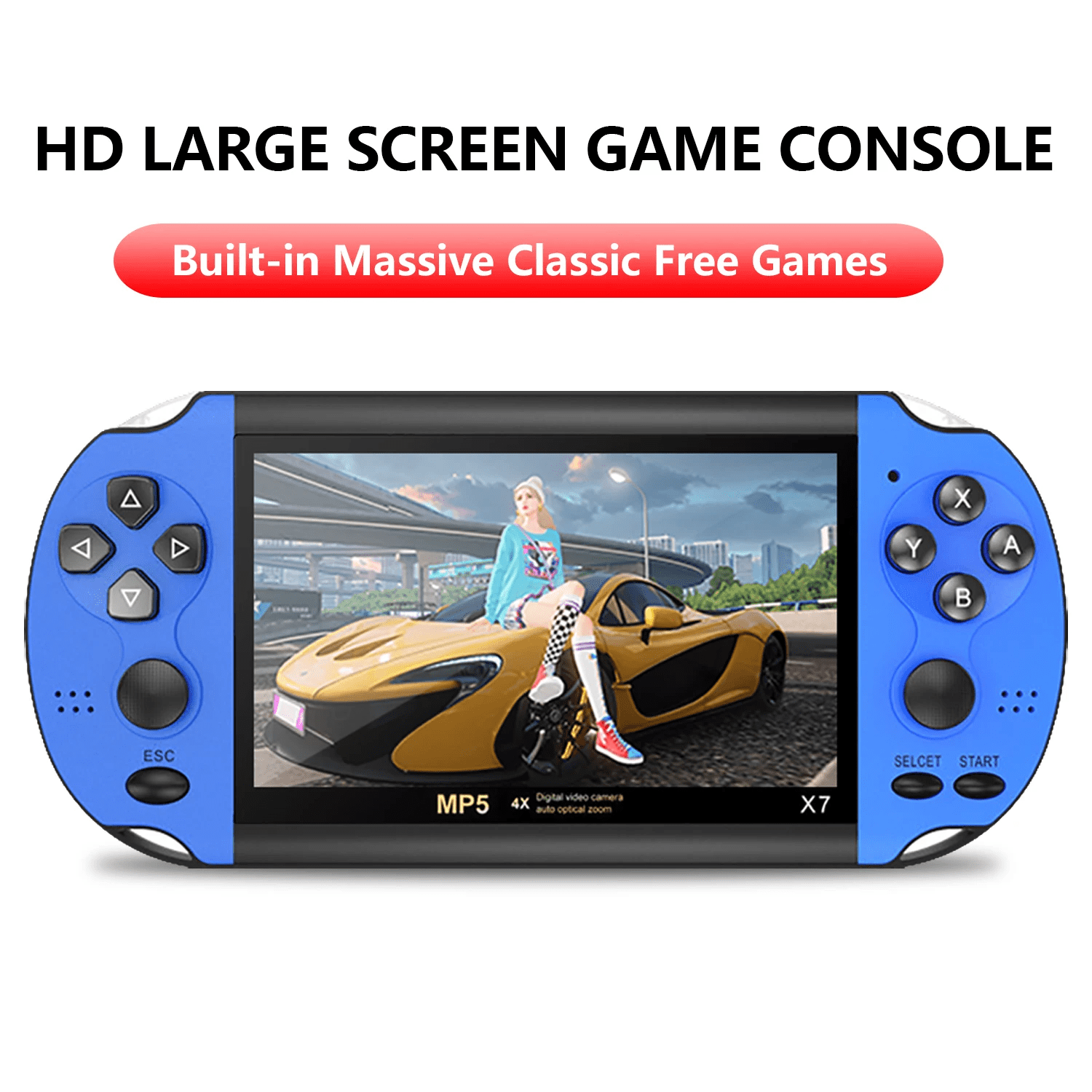 X7Plus  4.3Inch HD Screen Portable Audio Video Player Classic Play Built-in15000+  Games