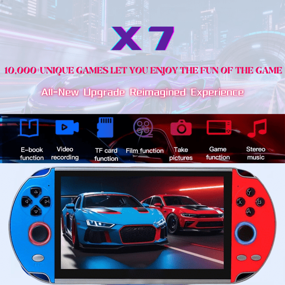 X7Plus 4.3Inch HD Screen Portable Audio Video Player Classic Play Built-in15000+ Games