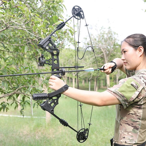 X8 Archery Compound Bow Bag Arrow Set 20-70lb Adjustable Bow Hunting 320FPS RH/LH（Only Black Bow LH）