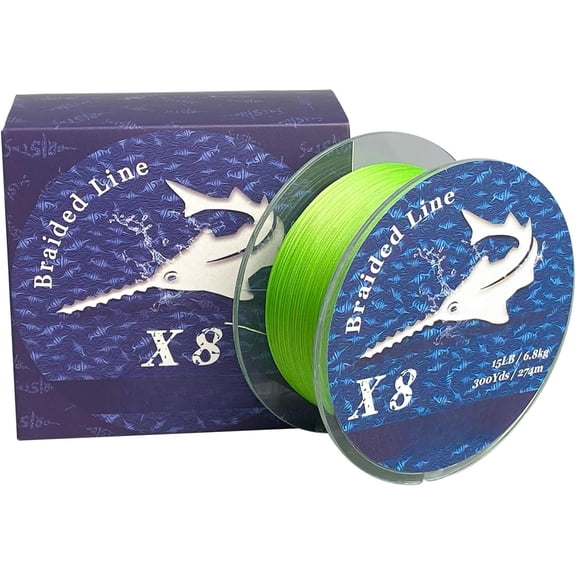 X8 Braided Fishing Line, 8-Strand Super Braid Line for Professional, Pro Grade Abrasion Resistant & Zero Stretch Durable Gear Tackle for Saltwater Freshwater, 300 Yds Lime Green