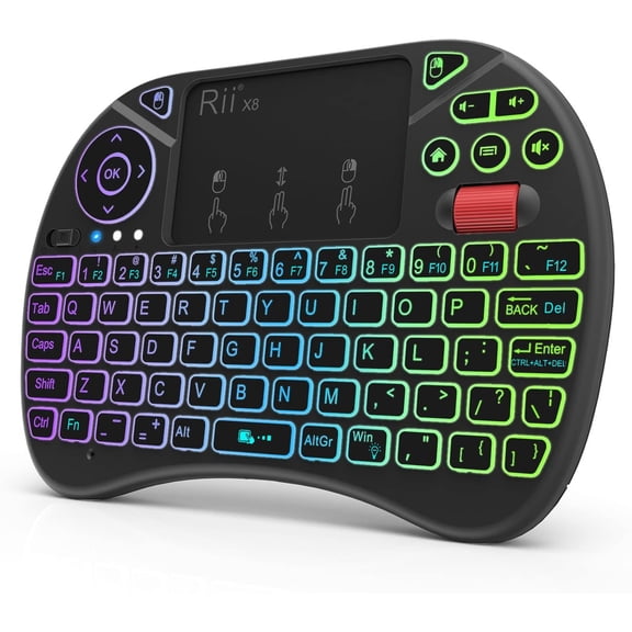 X8 Mini Keyboard,2.4GHz Portable Wireless Keyboard with Toucad Mouse,RGB Backlit,Rechargeable Battery for Android TV Box/Mac/PC/Nvidia Shield