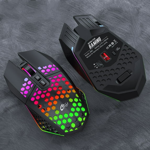 X801 Hole Mouse 2.4G Luminous Rechargeable Wireless Mouse Mute Design One-Button Desktop Black