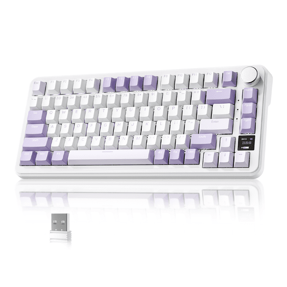 X85Pro Wireless Mechanical Keyboard,TKL 82 Keys Bluetooth 5.0/2.4GHz/USB-C Hot Swappable Custon Keyboard,Knob Control, Gasket Structure,RGB Backlit Gaming Keyboard for PC/Mac/PS4/Xbox (Purple)