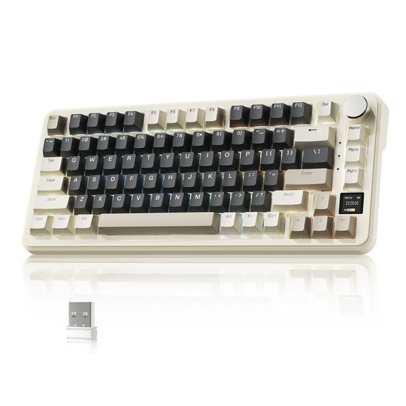 X85Pro Wireless Mechanical Keyboard,TKL 82 Keys Bluetooth 5.0/2.4GHz/USB-C Hot Swappable Custon Keyboard,Knob Control, Gasket Structure,RGB Backlit Gaming Keyboard for PC/Mac/PS4/Xbox (Cheese)