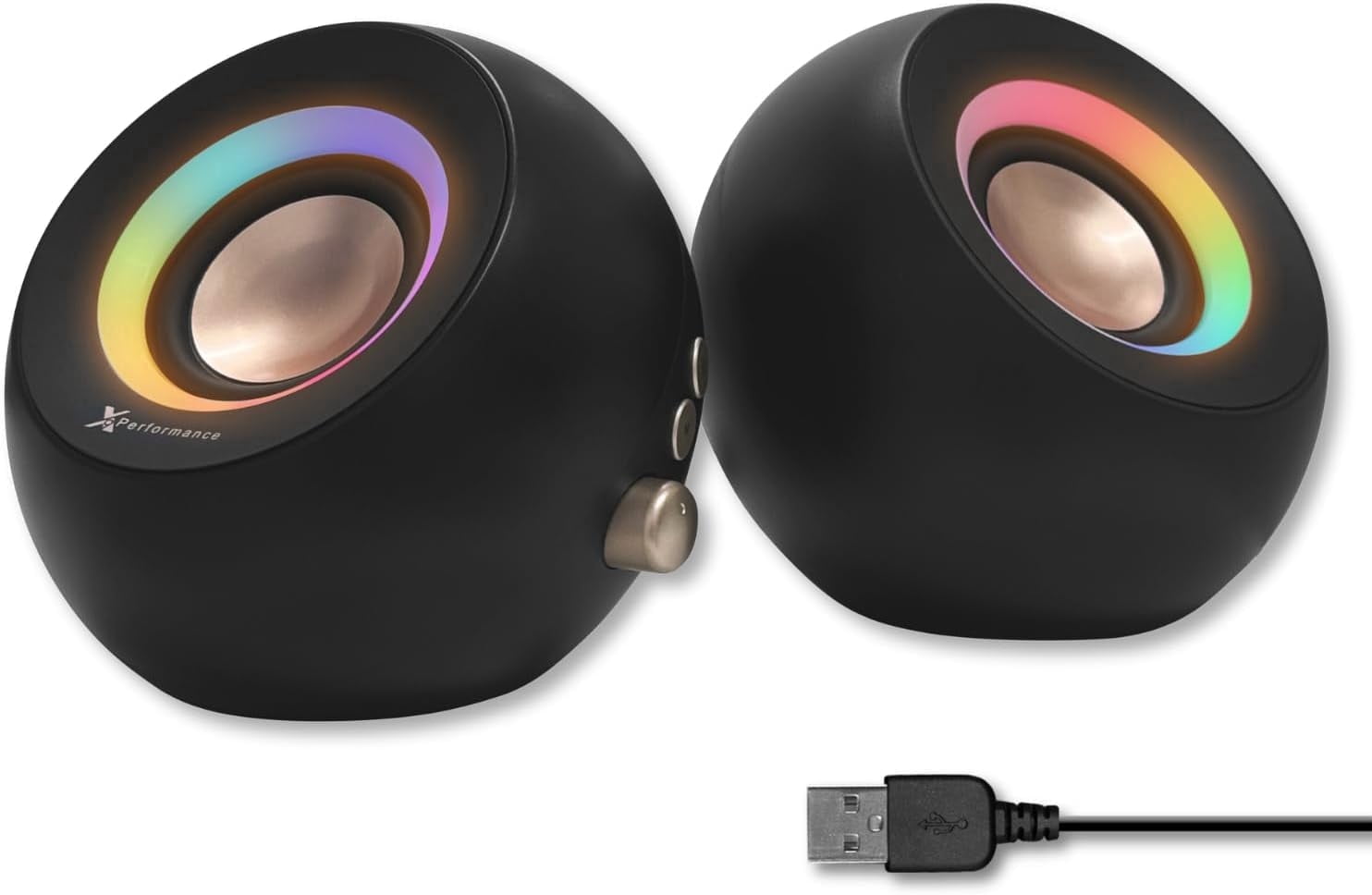 X9 Performance Black Computer Speakers for Desktop PC - Bluetooth, Aux, and USB Speakers with RGB Lighting for Desk Top, Laptops, Tablet