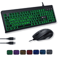 thumbnail image 1 of X9 Large Print Backlit Keyboard  and Mouse Combo– USB Wired Lighted Keyboard, 7-Color LED, 1 of 9