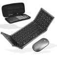 thumbnail image 1 of X9 Performance Foldable Keyboard and Mouse Wireless - (BT + 2.4Ghz) - Carrying Case, Phone Stand, Full Sized 106 Keys, Rechargeable - Portable Travel Bluetooth Keyboard and Mouse Set - Space Gray, 1 of 8