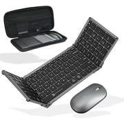 X9 Performance Foldable Keyboard and Mouse Wireless - (BT + 2.4Ghz) - Carrying Case, Phone Stand, Full Sized 106 Keys, Rechargeable - Portable Travel Bluetooth 