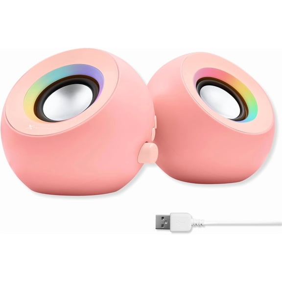 X9 Performance Pink Computer Speakers for Desktop PC with RGB Lighting, Bluetooth, USB, and AUX - Triple Mode Connection, Dual 2.25" Drivers for Work and Play, Desktop Speakers for PC - Pink