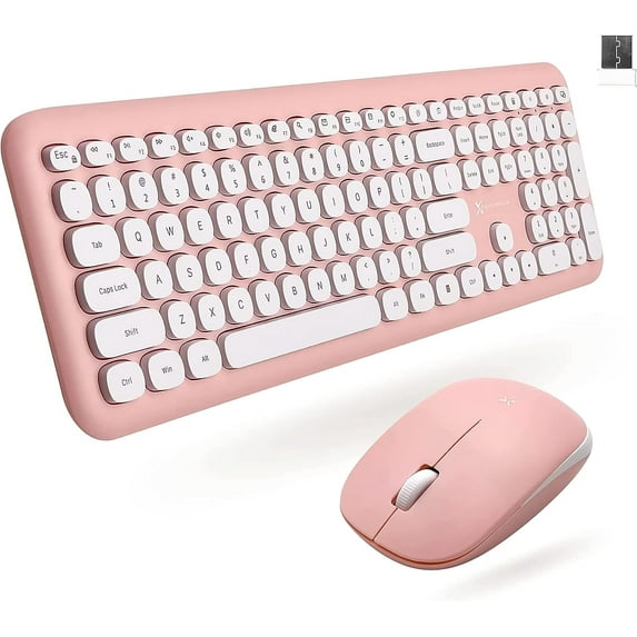 X9 Performance Pink Keyboard and Mouse Combo - 2.4G Wireless - Transform Your Space with a Cute Colorful Wireless Keyboard and Mouse Set (110 Keys and 18 Shortcuts) - for PC and Chrome - Pink | White