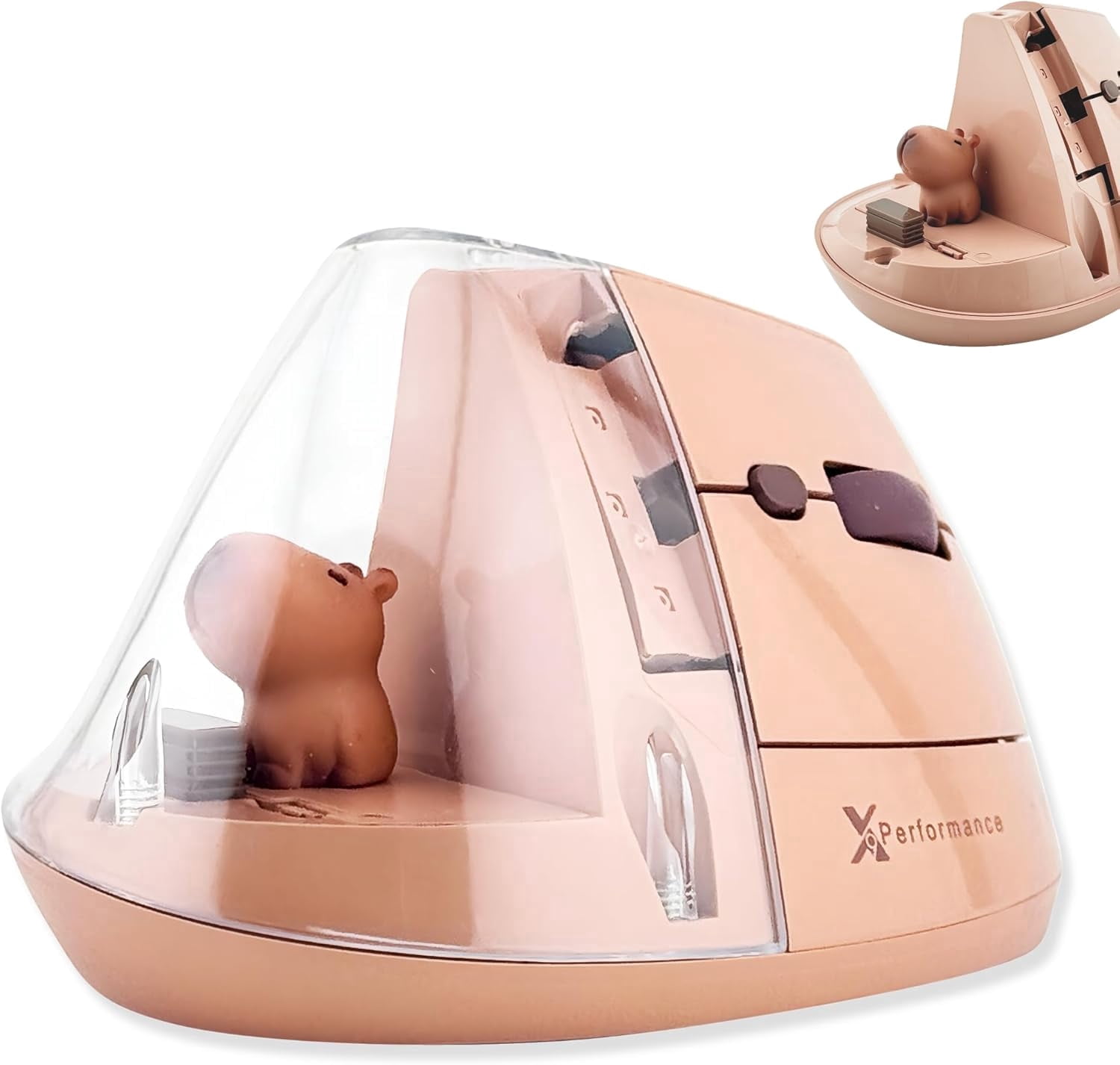 X9 Performance Wireless Vertical Ergonomic Mouse - Click with Capybara - (BT + 2.4G) Up to 4000 DPI, 6 Button, Rechargeable - Bluetooth Ergonomic Vertical Mouse Wireless - For Mac and PC - Brown