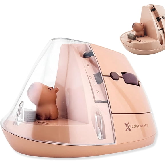X9 Performance Wireless Vertical Ergonomic Mouse - Click with Capybara - (BT + 2.4G) Up to 4000 DPI, 6 Button, Rechargeable - Bluetooth Ergonomic Vertical Mouse Wireless - For Mac and PC - Brown