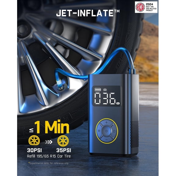 X9 Pro Portable Tire Inflator - 150PSI Fast Air Pump with Digital Gauge for Car Bike Ball