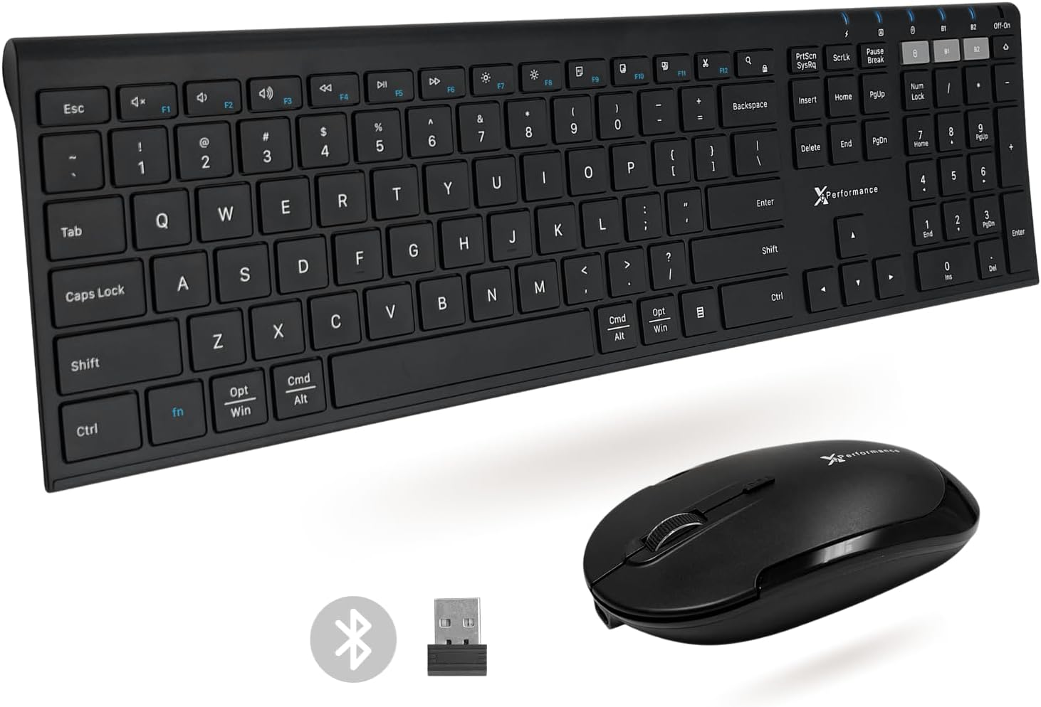 X9 Slim Bluetooth Mouse And Keyboard Combo Dual Bt 24g Pair 3 Devices Full Size 5901