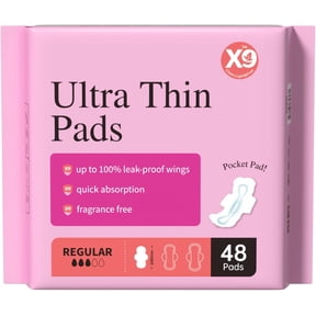 Ultra Thin Pads for Women with Wings, Regular Absorbency Period Pads, Lightweight & Discreet Feminine Pads, Travel Friendly, 48 Count