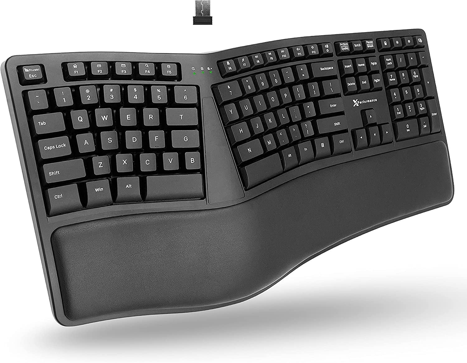 X9 Wireless Ergonomic Split Keyboard with Wrist Rest, Full Size, PC