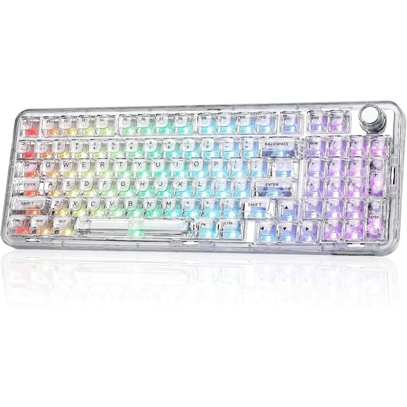 X98 QMK/VIA Wireless Mechanical Gaming Keyboard with Knob,Tri-Mode BT5.0/USB-C/2.4GHz Hot Swappable Keyboard,Pre-lubed Switches Gasket Mount RGB Backlit for Wins/Mac (White, Snow Switch)