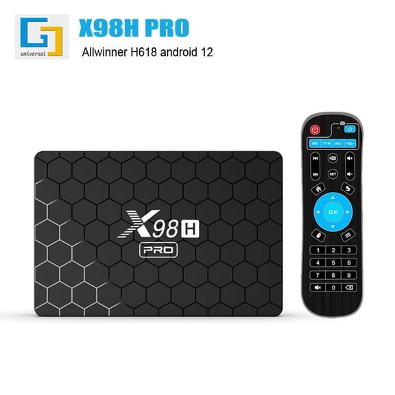 X98H Pro Android TV Box, Allwinner H618, 2GB RAM 16GB ROM, Android 12.0, Dual-Band Wi-Fi, BT5.0, 8K 4K Ultra HD, HDR10, IR Remote Control