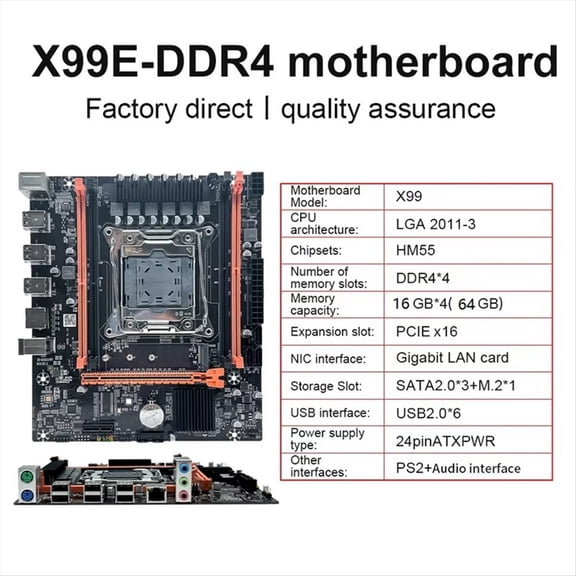 X99E Motherboard+E5 2666 V3 CPU+Thermal Grease PCIEX16 NVMe Gigabit LAN Card Support 4XDDR4 RECC RAM Desktop Motherboard