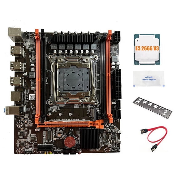 X99E Motherboard+E5 2666 V3 CPU+Thermal Grease Support 4 DDR4 RECC RAM Gigabit LAN Card PCIEX16 NVMe Desktop Motherboard
