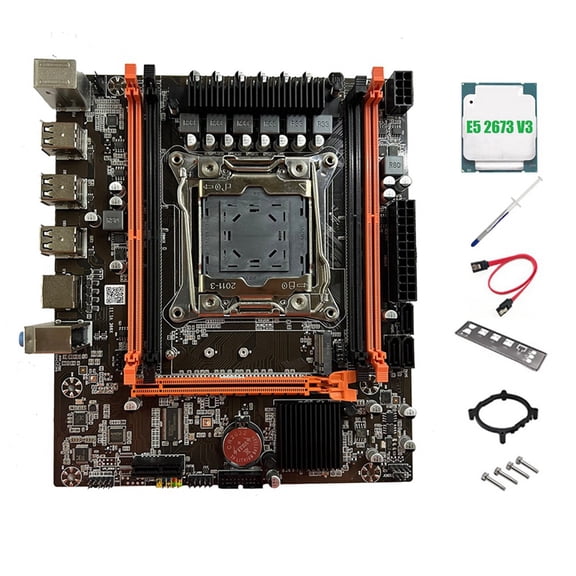 X99E Motherboard+E5 2673 V3 CPU+Thermal Grease Support 4 DDR4 RECC RAM Gigabit LAN Card PCIEX16 NVMe Desktop Motherboard