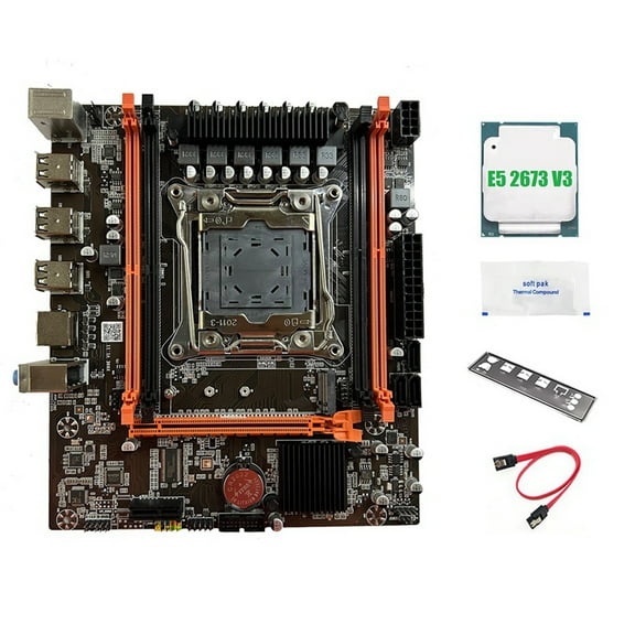 X99E Motherboard+E5 2673 V3 CPU+Thermal Grease Support 4 DDR4 RECC RAM Gigabit LAN Card PCIEX16 NVMe Desktop Motherboard