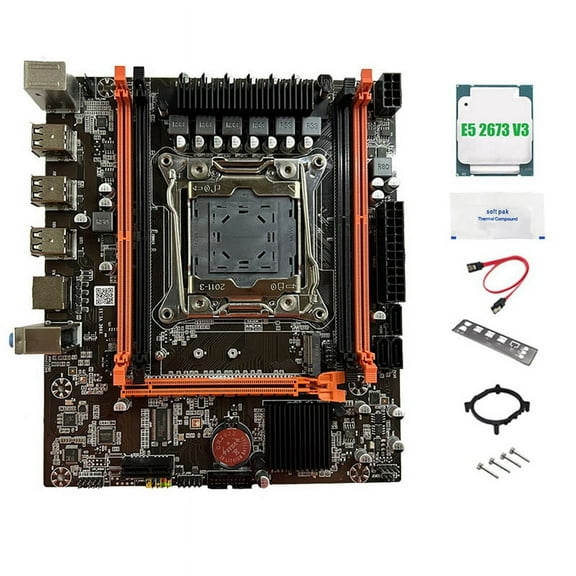 X99E Motherboard+E5 2673 V3 CPU+Thermal Grease Support 4XDDR4 RECC RAM PCIEX16 NVMe Gigabit LAN Card Desktop Motherboard