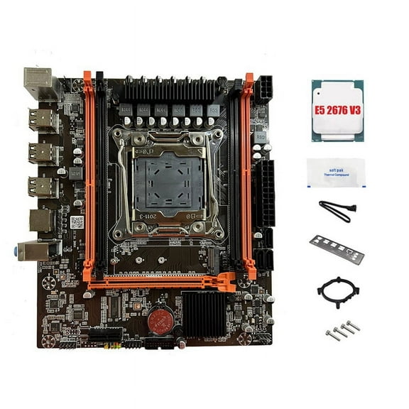 X99E Motherboard+E5 2676 V3 CPU+Thermal Grease Support 4XDDR4 RECC RAM PCIEX16 NVMe Gigabit LAN Card Desktop Motherboard