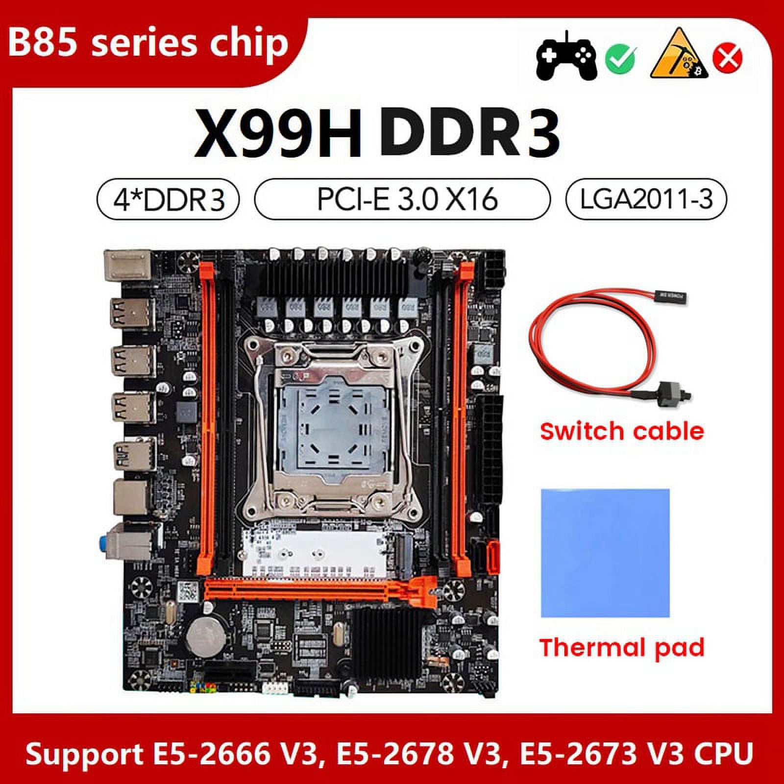 X99H PC Motherboard Kit+Thermal Pad+Switch Cable LGA2011-V3 DDR3X4 ECC ...