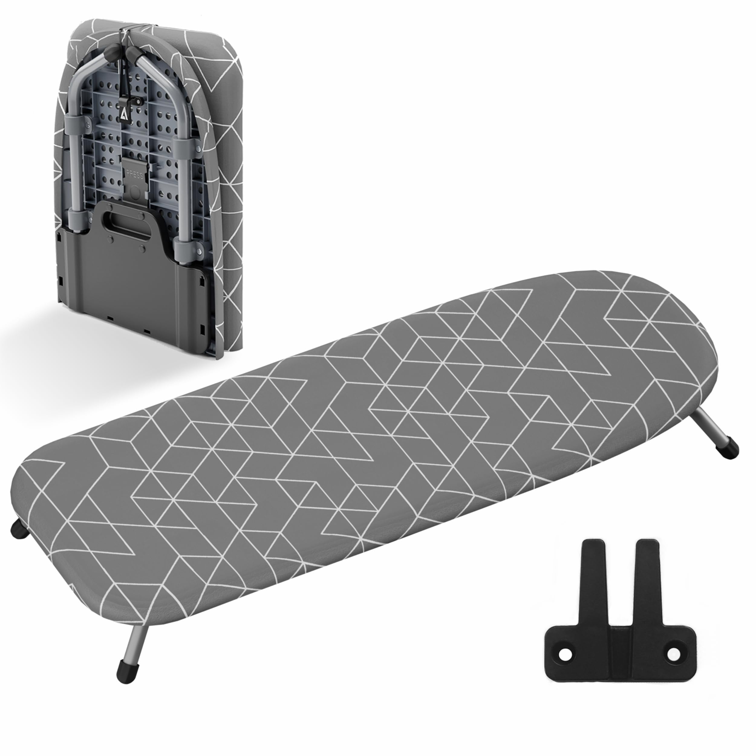 Gray Geometric Foldable Tabletop Ironing Board with Wall Mount