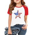 thumbnail image 1 of XADYUY 4th Of July Outfits for Girls Kids Raglan Sleeve Patriotic Tee Tops Crewneck Casual American Flag Stars Graphic Shirts Going Out Independent Day Tee Shirts 9-10 Years,Blue, 1 of 5