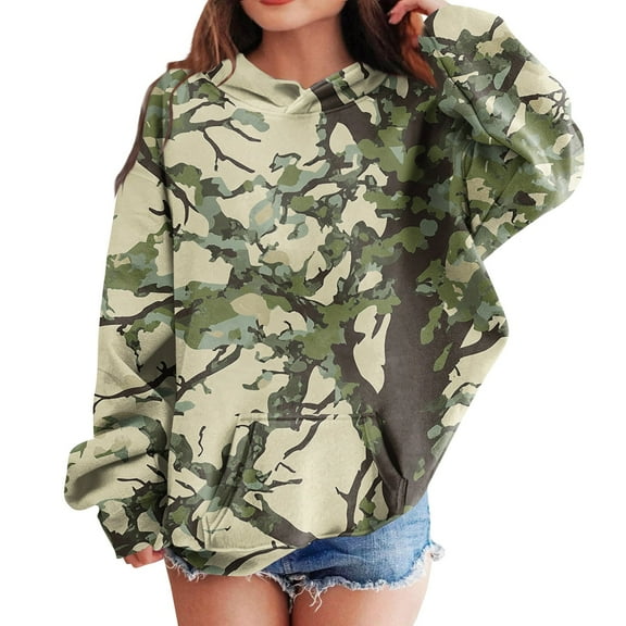 XADYUY Boys Hoodies Size 10-12 Camouflage Maple Leaf Print Long Sleeve Sweatshirt Boys Girls Oversized Pullover Sweaters Casual Cute Fleece Sweaters with Pockets,Mint Green 9-10 Years