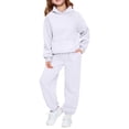 thumbnail image 1 of XADYUY Girls 2 Piece Outfits Size 10-12 Oversized Long Sleeve Girls Hoodie and Baggy Sports Pants for Girls Winter Tracksuit Kids Girls,2-3Years,White, 1 of 6