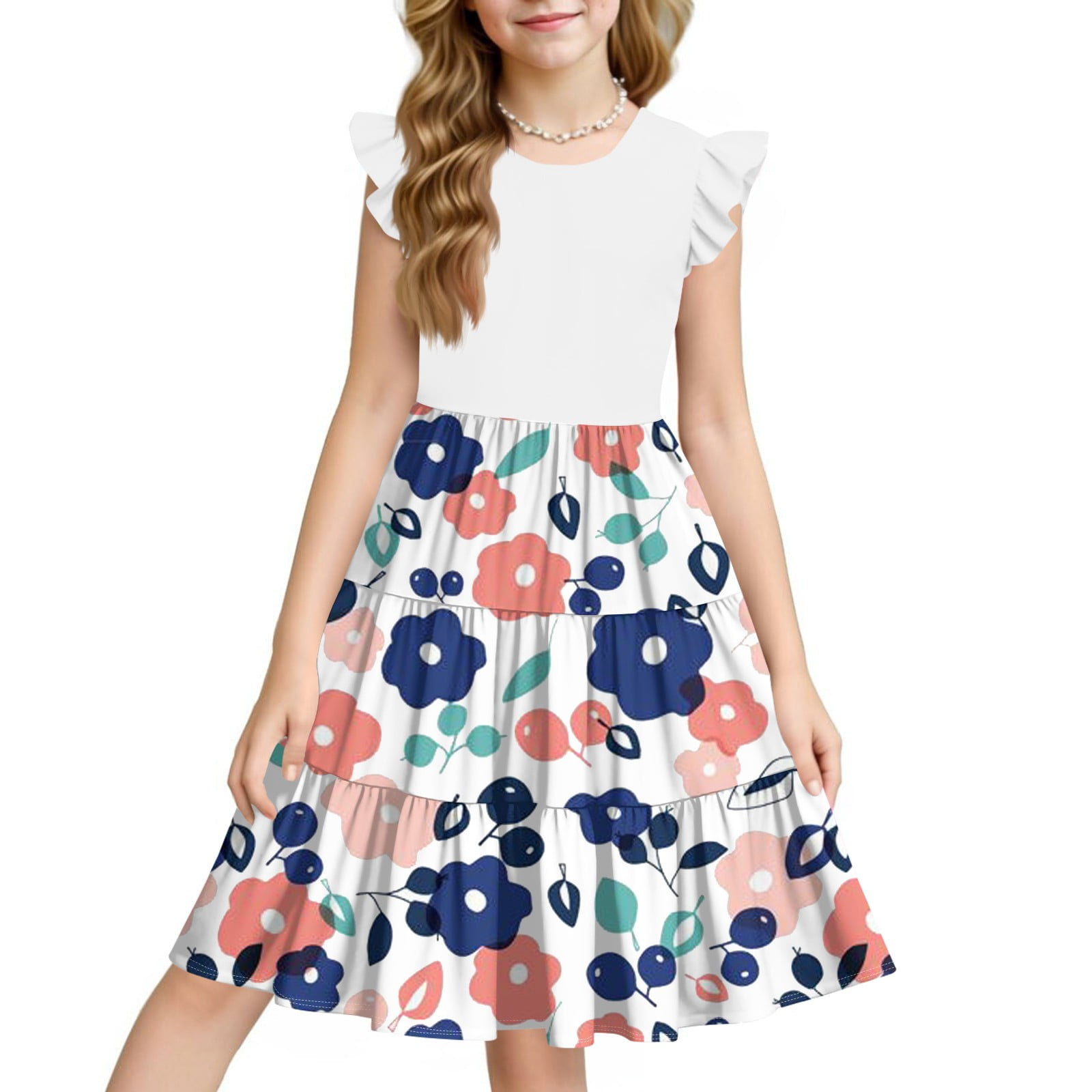 KIDS HIGH LOW HEM DRESS 4-10 STAR OF THE SEA