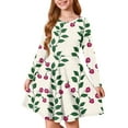 thumbnail image 1 of XADYUY Girls Beach Dresses Casual A-Line Long Sleeve Girls Midi Dresses Vintage Floral Print Crew Neck Dresses Beach Twirly Skater Dresses 4-5 Years,Green, 1 of 6