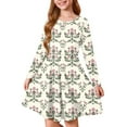 thumbnail image 1 of XADYUY Girls Casual Dresses Casual A-Line Long Sleeve Tshirt Dresses Vintage Floral Print Crew Neck Dresses Twirly Loose Dresses 4-5 Years,Mint Green, 1 of 6