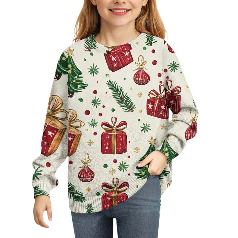 XADYUY Girls Christmas Sweaters 7-8 Cute Christmas Gifts Sweaters