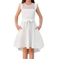 thumbnail image 1 of XADYUY Girls Dresses 10-12 Ruffle Sleeve Mesh A-Line High Low Dresses for Girls Formal Party Wedding Dress with Pockets Cute Belted Twirly Girls Wedding Guest Dress,White, 1 of 6
