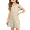 thumbnail image 1 of XADYUY Girls Dresses Size 10-12 Casual A-Line Ruffle Sleeve Midi Dress Polka Dot Beach Crew Neck Swing Sundresses 7-8 Years,Beige, 1 of 5