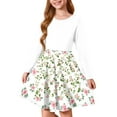 thumbnail image 1 of XADYUY Girls Fall Dresses Size 10-12 Casual A-Line Long Sleeve Tshirt Dresses Floral Print Crew Neck Dresses Loose Twirly Skater Dresses 7-8 Years,Mint Green, 1 of 6