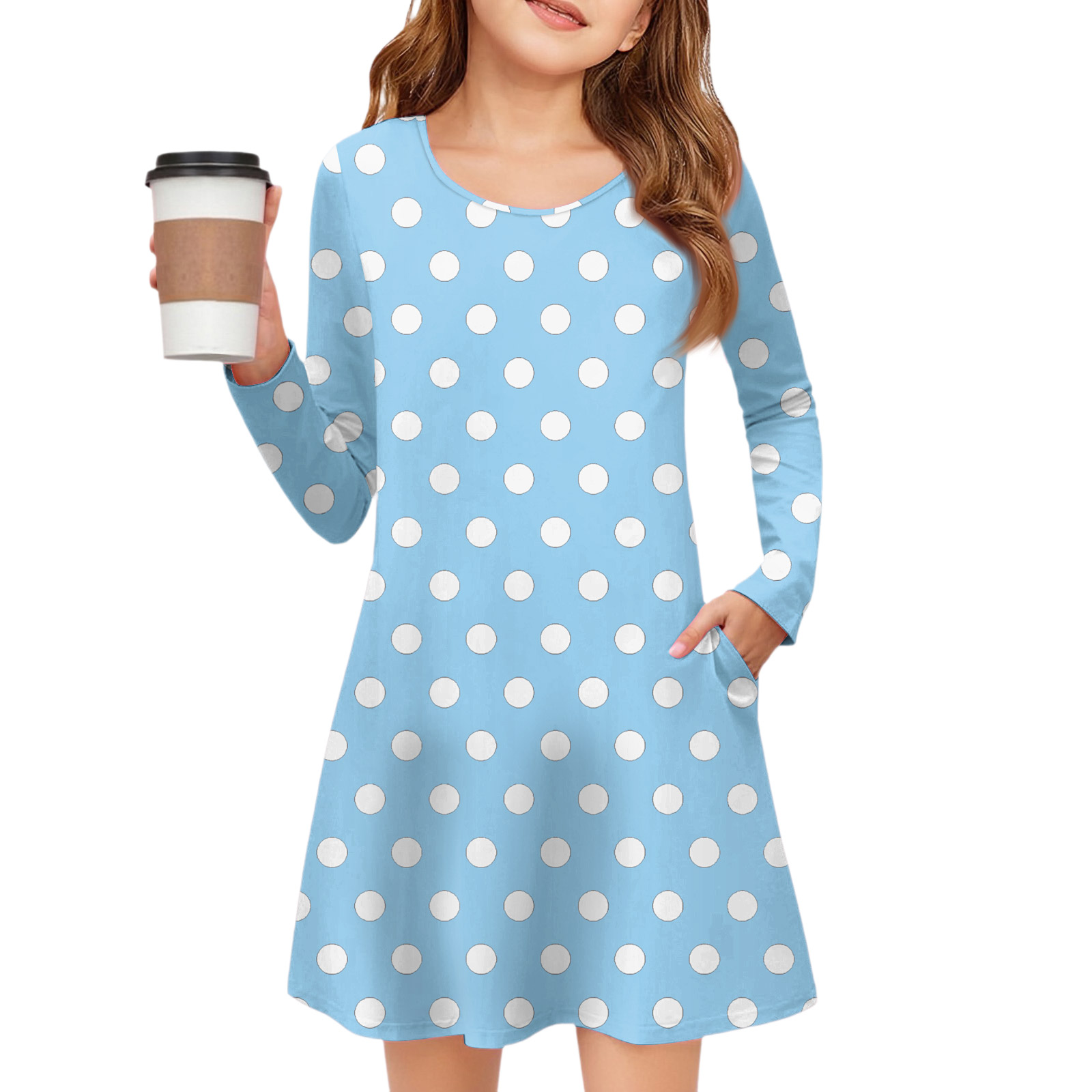 XADYUY Girls Long Sleeve Dresses 7-8 A-Line Long Sleeve Girls Tshirt ...
