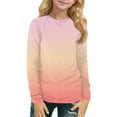 thumbnail image 1 of XADYUY Girls Long Sleeve Shirts 7-8 Crewneck Fall T Shirts for Girls Casual Basic Top for Girls Cotton Gradient Girls Sweatshirts 11-12 Years,Pink, 1 of 6