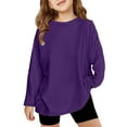 thumbnail image 1 of XADYUY Girls Long Sleeve T Shirts 10-12 Casual Oversized Crewneck Tee for Girls Winter Basic Girls Tops Cotton Girls Sweatshirts,1-2 Years Purple, 1 of 4