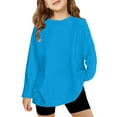 thumbnail image 1 of XADYUY Girls Long Sleeve T Shirts 10-12 Trendy Oversized Crewneck Shirts for Girls Winter Basic Top for Girls Trendy Girls Sweatshirts,2-3 Years Light Blue, 1 of 4